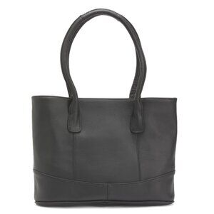 AMERILEATHER Black Leather Triple Compartment Tote